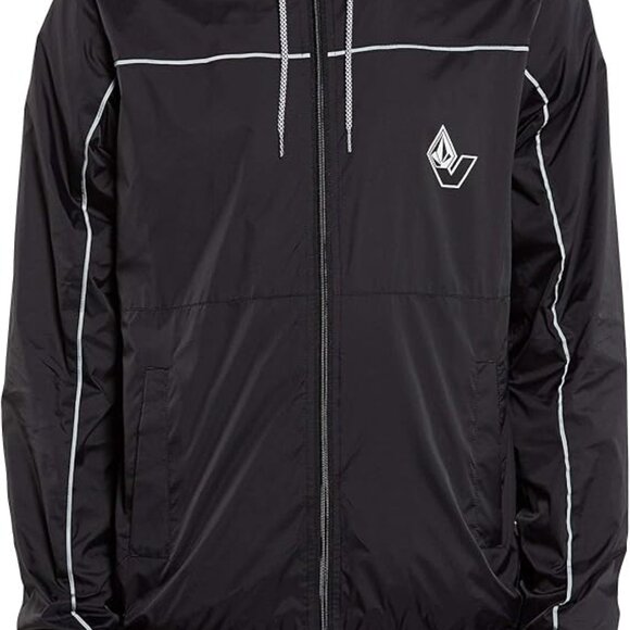 Volcom Men’s Hooded Windbreaker Jacket XL Black Water Resistant - Picture 1 of 4
